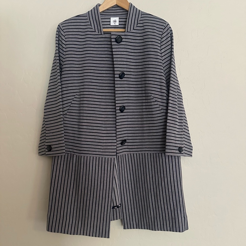 NWT CABI Style #5474  Dappled Striped Car Coat Navy Blue Size XL - Picture 3 of 7